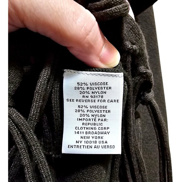 Carmen Marc Valvo Womens XL Fringe Hem Turtleneck Sweater In Dark Olive Green Vi - Picture 4 of 7